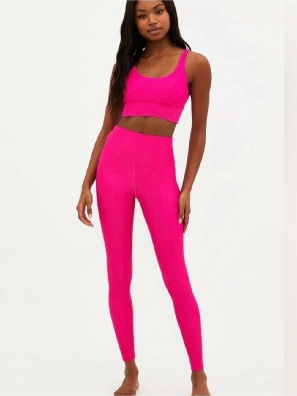 Beach Riot Hot Pink Ribbed Leggings